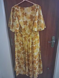 Flowy Yellow Floral Midi Dress