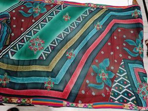 🇳🇿💫🎀Elegant Teal &amp; Maroon Floral Saree