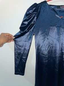 Elegant Blue Velvet Mini Dress