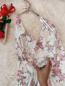 Floral Halter Neck Maxi Dress