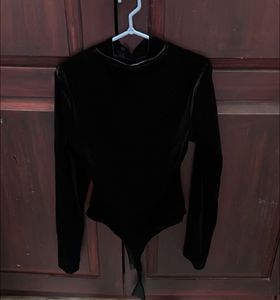 Elegant Black Velvet Bodysuit