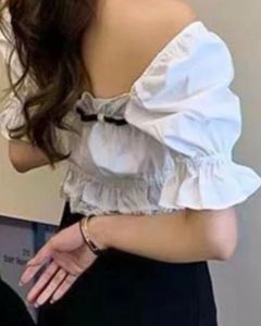 Off-Shoulder White Lace Trim Top