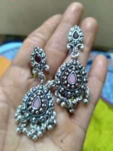 Heavy Oxidised Silver Necklace and Earrings Set