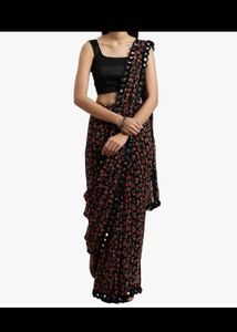 Floral Print Saree with Embellished Border
