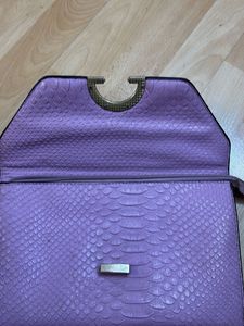 Stylish Lavender Clutch with Snake Print
