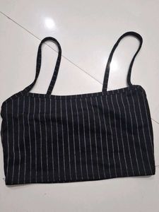Chic Ruched Crop Top &amp; Striped Camisole Set