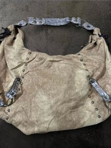 Y2k Studs Camel Suede Hobo Bag