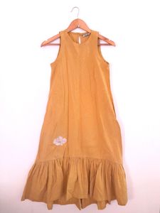 Casual Mustard Dress Hi low with pockets