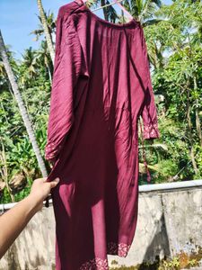 Maroon Floral Print Kurta