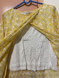 Yellow Floral Print Kurta