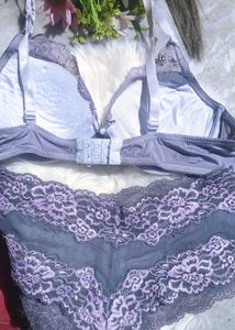 Lace Trimmed Bra and Panty Set