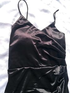 Cocktail Padded Satin Black Dress 🖤
