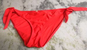 Bright Red Tie-Side Bikini Bottoms