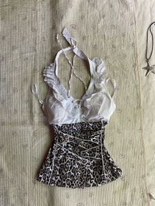 y2k Leopard Print Corset Top