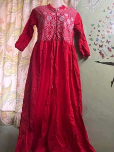 Red Embroidered Kurta