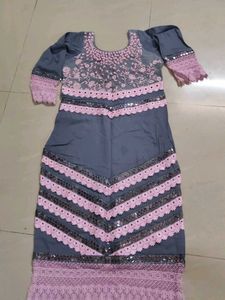 Pretty Pink And Gray Kurti