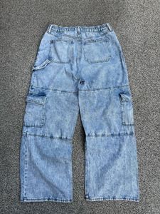 Light Wash Cargo Wide Leg Jeans