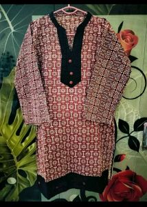 Maroon Printed Kurta