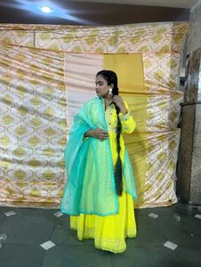 Stunning Yellow Anarkali Set with Dupatta