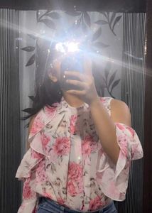 Chic Floral Cold Shoulder Top