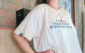 White Oversized Cotton T-Shirt for Women | Trendy