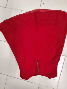 Chic Red Sleeveless Chiffon Top