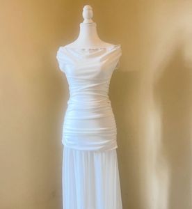 Elegant White Ruched Maxi Dress