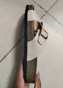 White Flipflop Flats