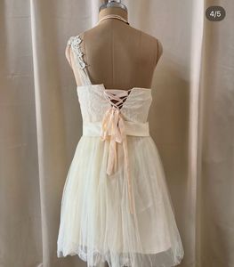 Cream Tulle Dress with Floral Embellishments