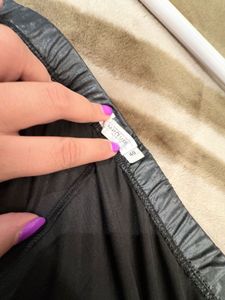 Black leather nylon tites