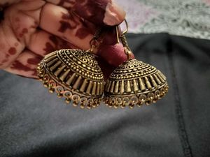 Set of 2 Antique Oxidized Jhumka Earrings