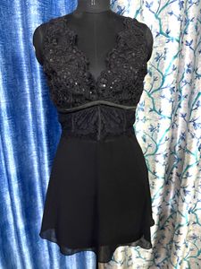 Black Embellished Lace Lingerie