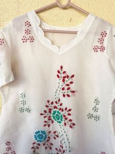 Elegant White Embroidered Kurta Set
