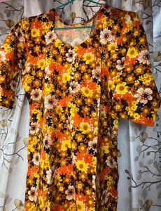 Vintage Floral Print Kurta