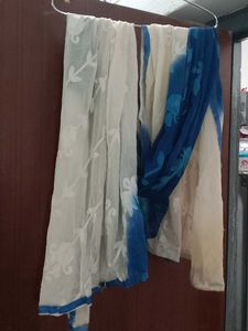 Blue & White Embroidered Dupatta