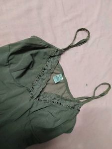 Olive Green Lace Trim Camisole