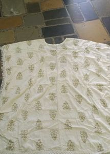Elegant Beige Kurta Set with Tassels