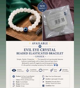 Evil Eye Beaded Elastic Bracelet +Black bracelett