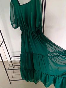 Dark Green Puff Sleeve Dress💚