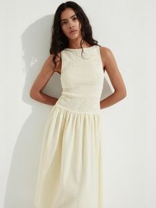 H&amp;M Smocked Waist Midi Dress