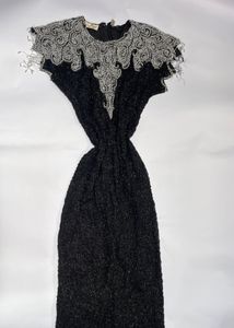 Elegant Beaded Black Evening Dress