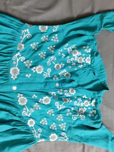 Embroidered Teal Kurta