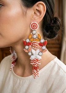 Floral Bead Drop Earrings