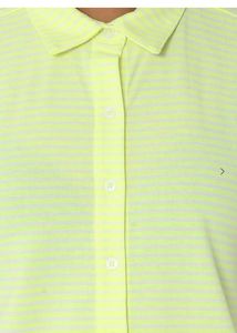 Women's Lime Striped Collared Top