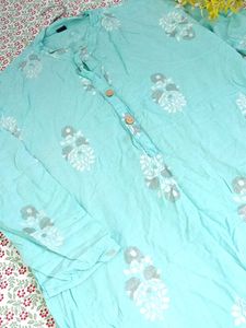💙 classic Aqua Blue Printed Kurti