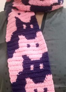 Pink &amp; Indigo Crochet Cat Scarf