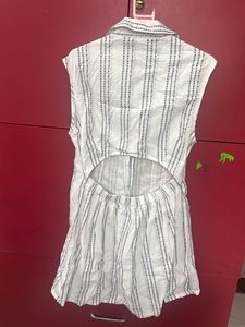 Sleeveless Striped Button-Up Top