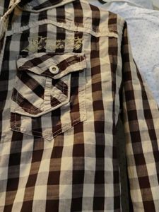 Men's Brown Gingham Checkered Shirt