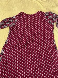 Maroon Printed Kurta 3xl