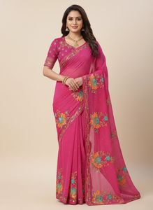Pink Embroidered Saree
